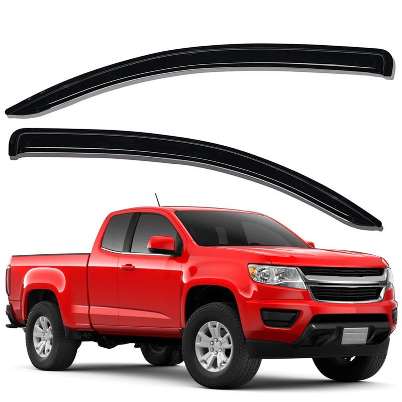 Lightronic Extra Durable Outside-Mount Auto Vent Window Visor, Fits 2015-2022 Chevrolet Colorado & GMC Canyon, Extended Cab, UV Protection Rain Guard, Original Wind Deflector, Dark Smoke, 2-Pcs - Image 1